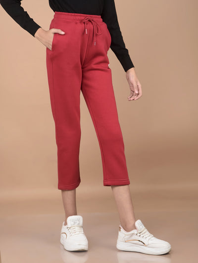 Red Crop Length Trackpants