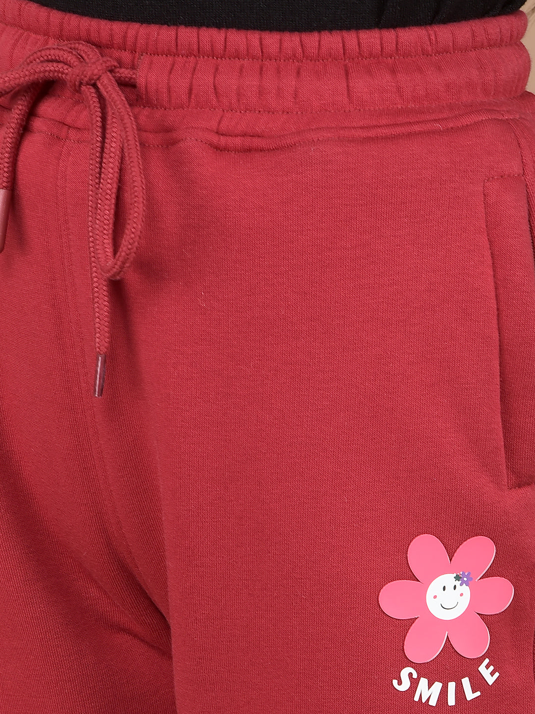 Red Crop Length Trackpants