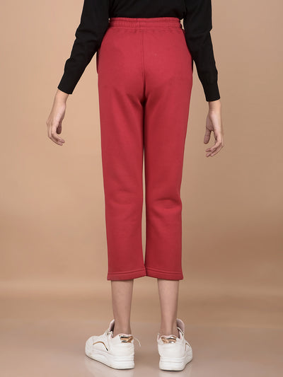 Red Crop Length Trackpants