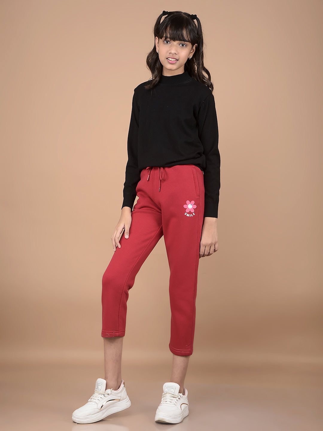 Red Crop Length Trackpants