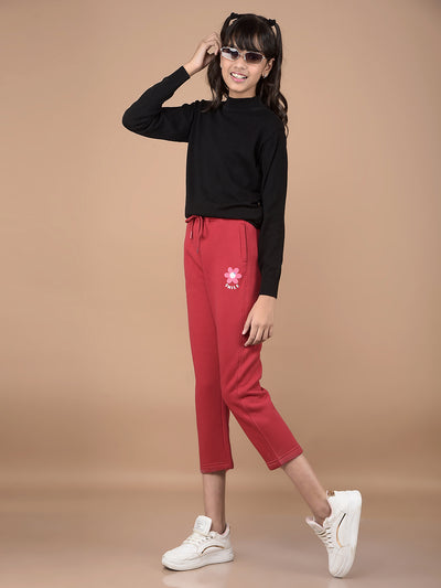 Red Crop Length Trackpants