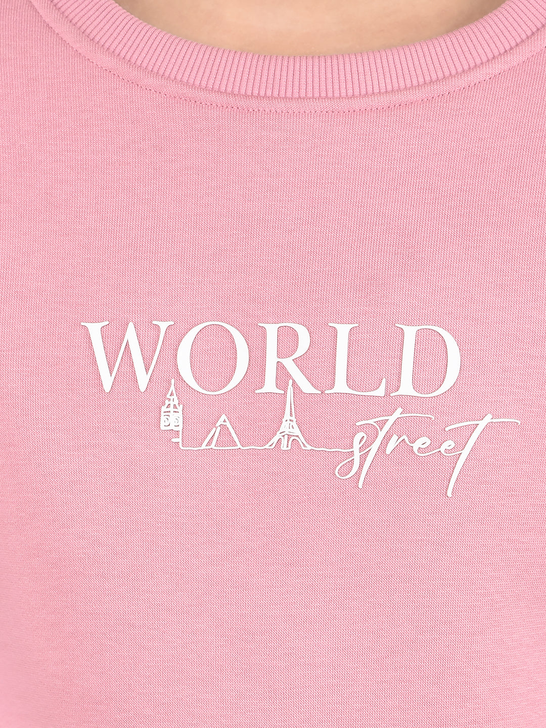 Pink Typographic Print Sweatshirt-Girls Sweatshirts-Crimsoune Club