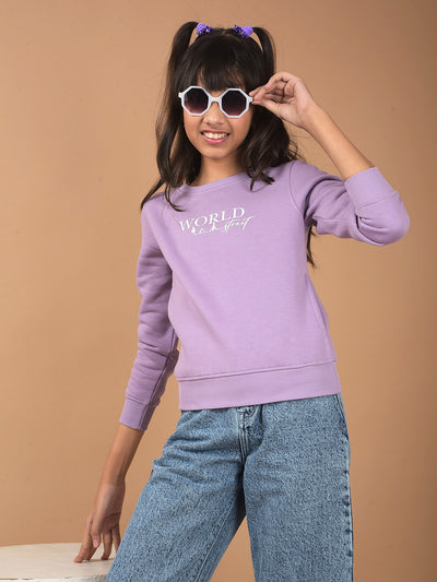 Purple Typographic Print Sweatshirt