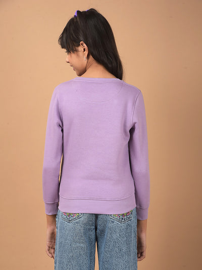 Purple Typographic Print Sweatshirt