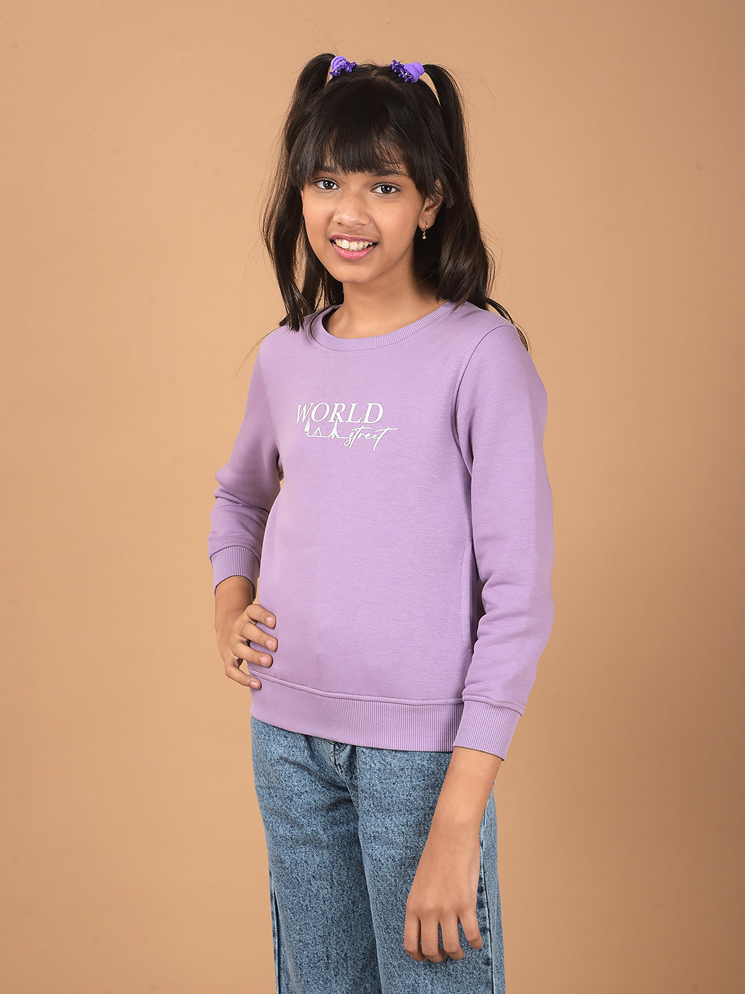 Purple Typographic Print Sweatshirt