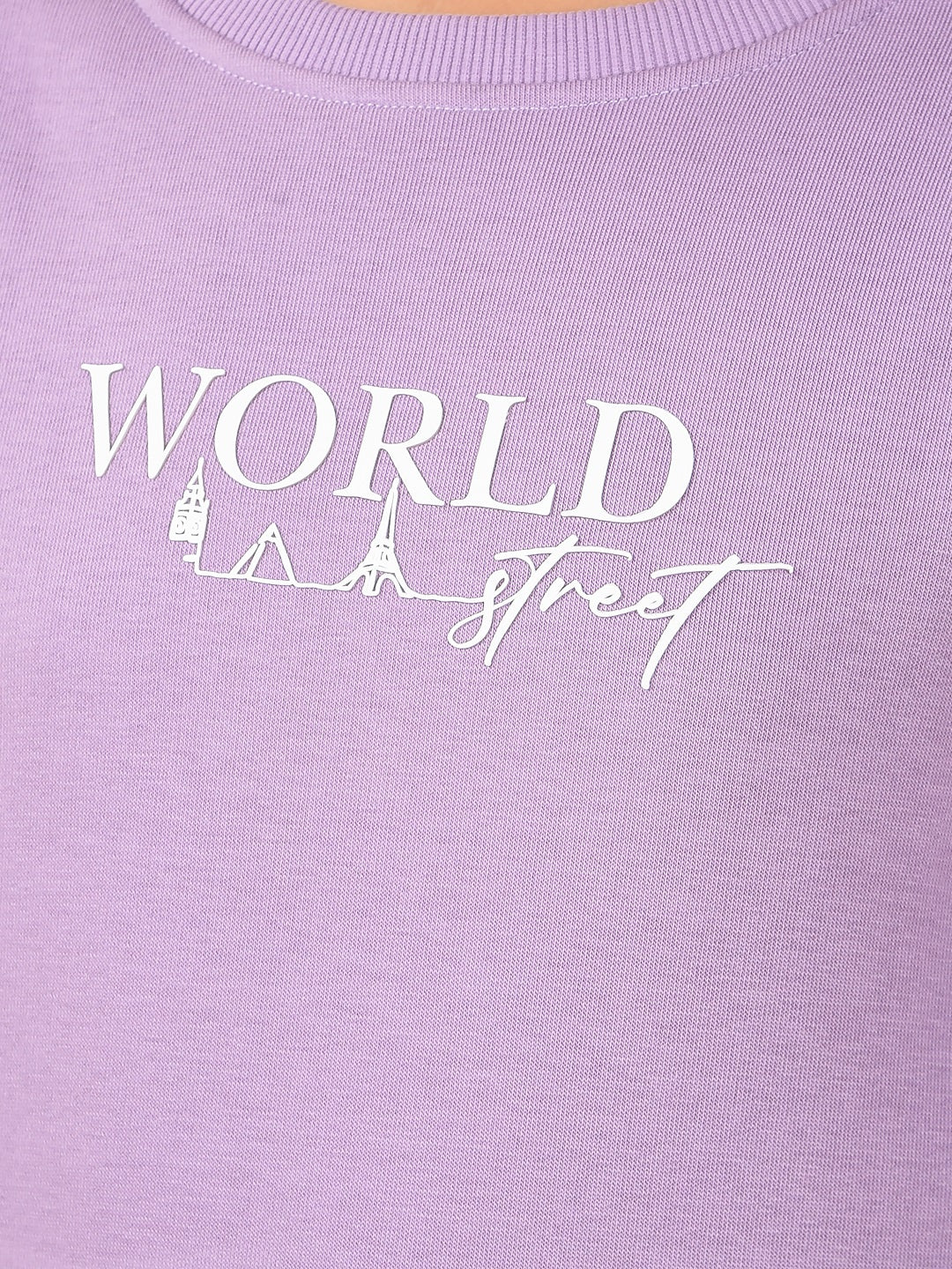 Purple Typographic Print Sweatshirt