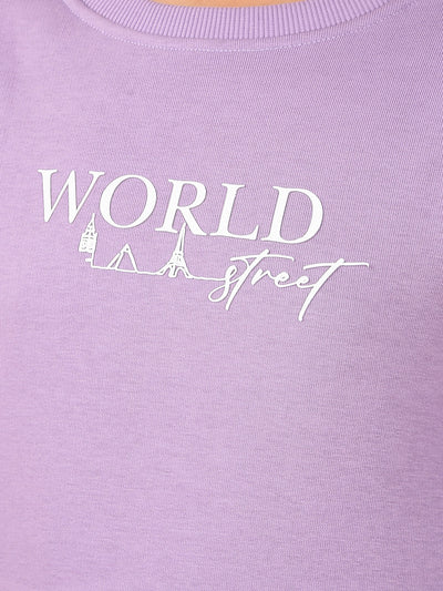 Purple Typographic Print Sweatshirt