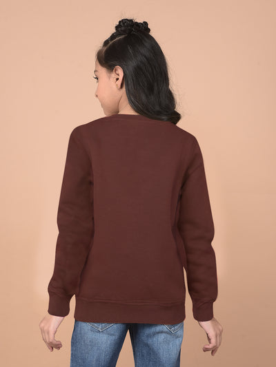 Brown Typographic Print Sweatshirt