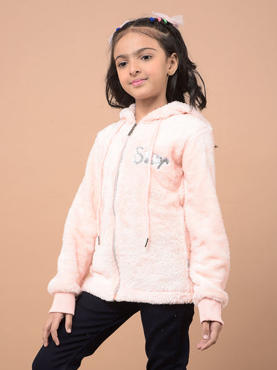 Pink Hooded Neck Sweatshirt-Girls Sweatshirts-Crimsoune Club