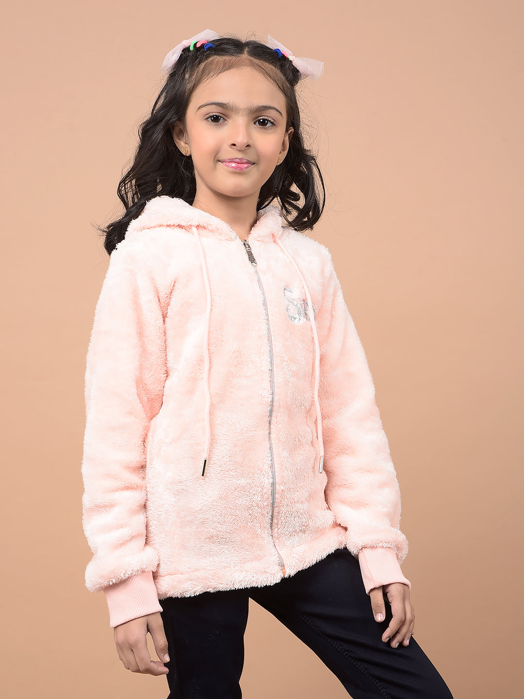 Pink Hooded Neck Sweatshirt-Girls Sweatshirts-Crimsoune Club