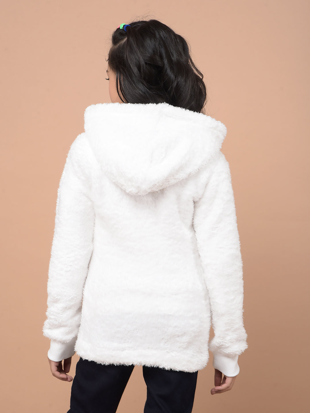 White Hooded Neck Sweatshirt