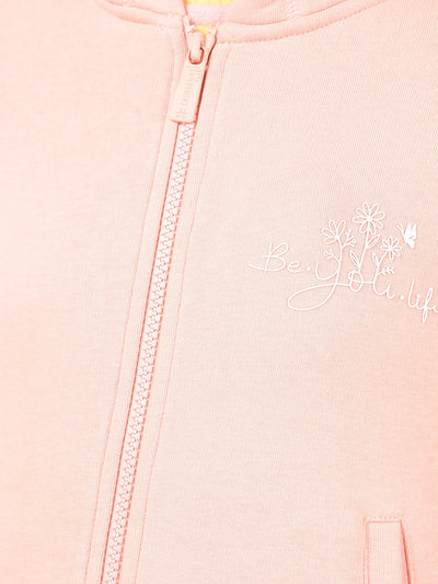 Peach Hooded Neck Sweatshirt