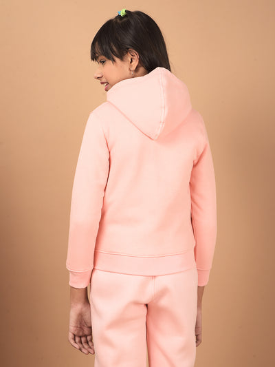 Peach Hooded Neck Sweatshirt