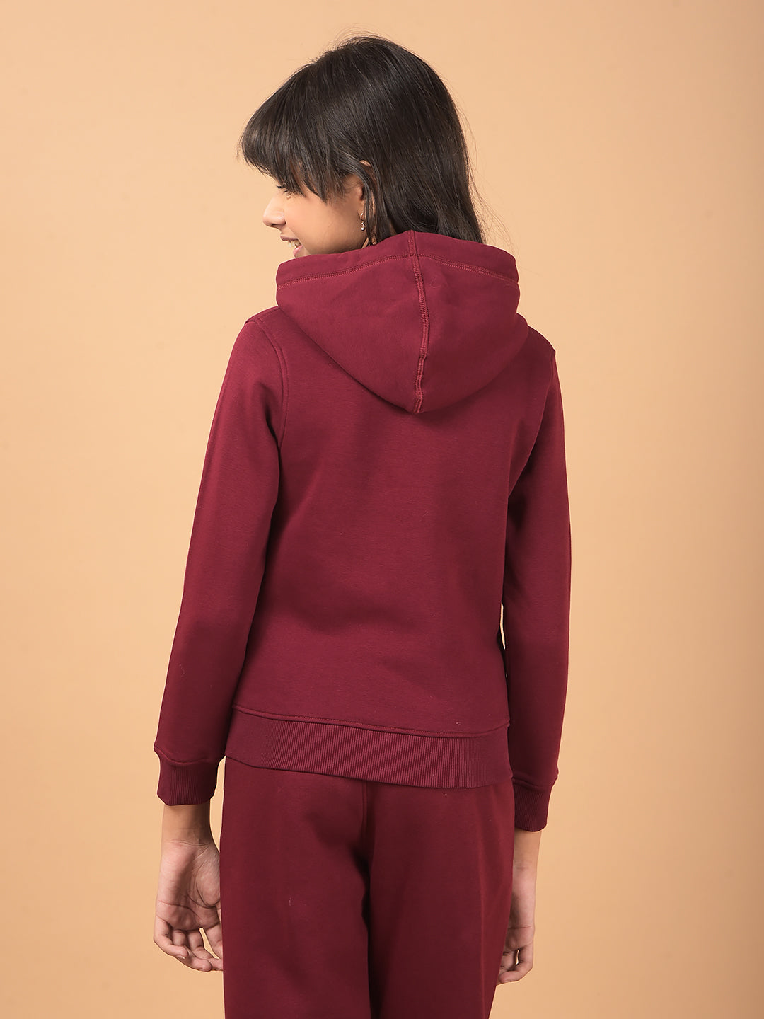 Wine Hooded Neck Sweatshirt