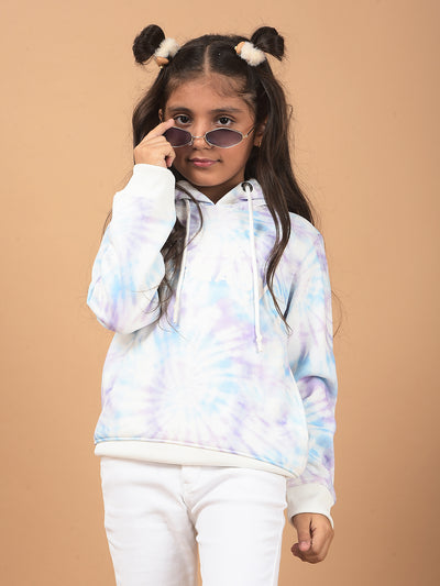 Blue Typographic Print Hooded Neck Sweatshirt-Girls Sweatshirts-Crimsoune Club