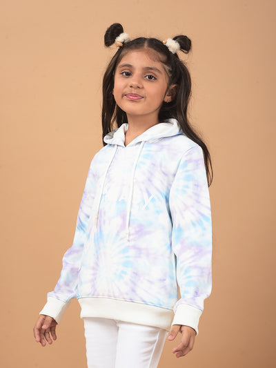 Blue Typographic Print Hooded Neck Sweatshirt-Girls Sweatshirts-Crimsoune Club