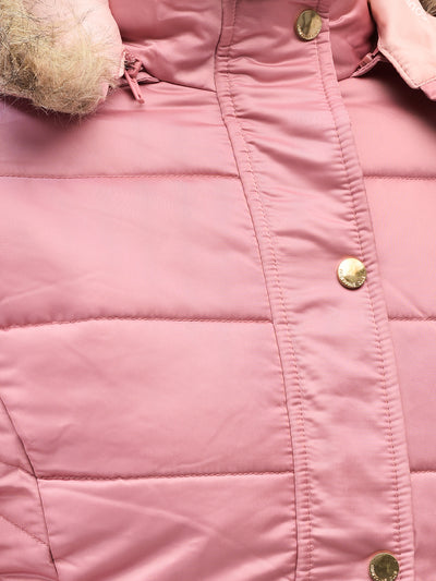 Pink Hooded Puffer Jacket-Women Jackets-Crimsoune Club