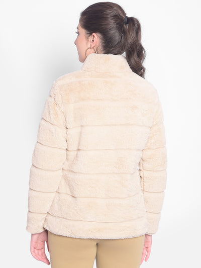 Beige Fur Jackets-Women Jackets-Crimsoune Club