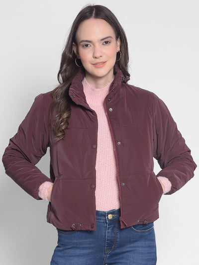 Wine Puffer Jacket-Women Jackets-Crimsoune Club