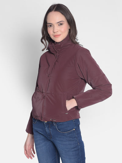 Wine Puffer Jacket-Women Jackets-Crimsoune Club