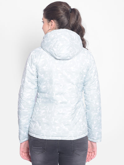 Mint Green Printed Reversible Jackets With Hood-Women Jackets-Crimsoune Club