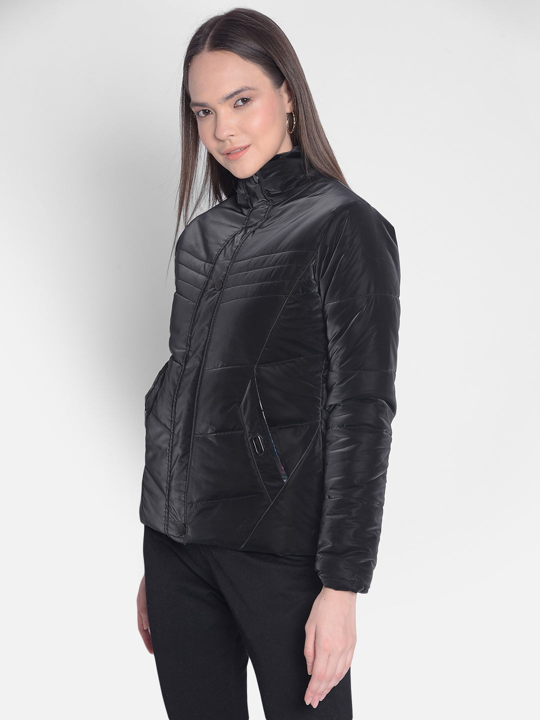 Black Puffer Jacket-Women Jackets-Crimsoune Club