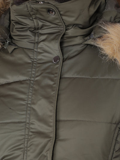 Olive Padded Jacket-Women Jackets-Crimsoune Club