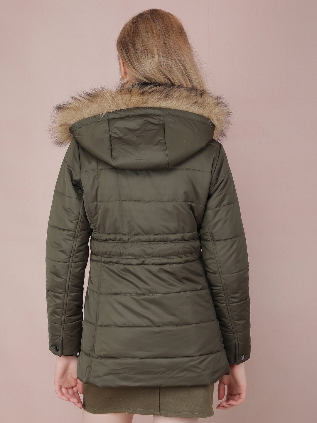 Olive Padded Jacket-Women Jackets-Crimsoune Club