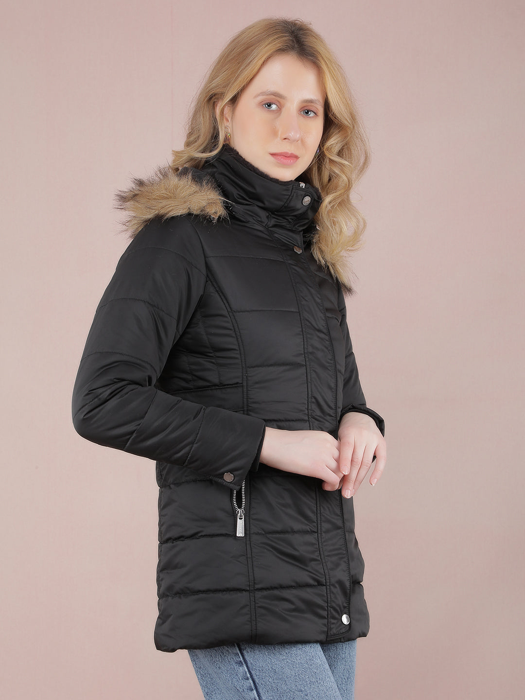 Black Padded Jacket-Women Jackets-Crimsoune Club