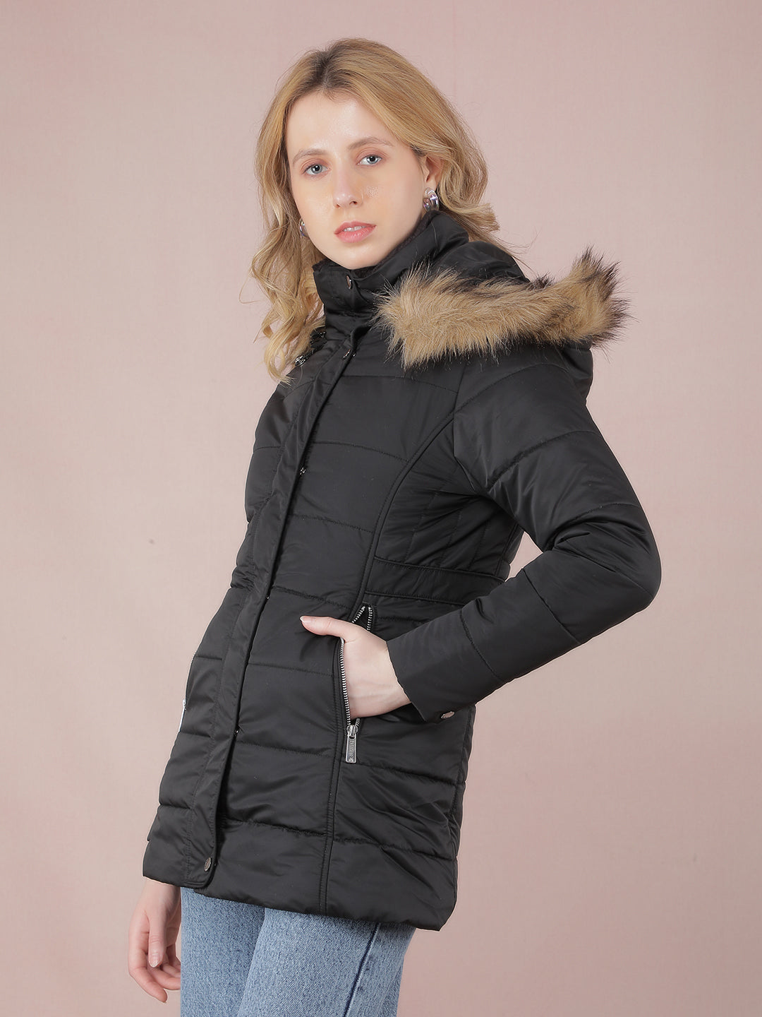 Black Padded Jacket-Women Jackets-Crimsoune Club