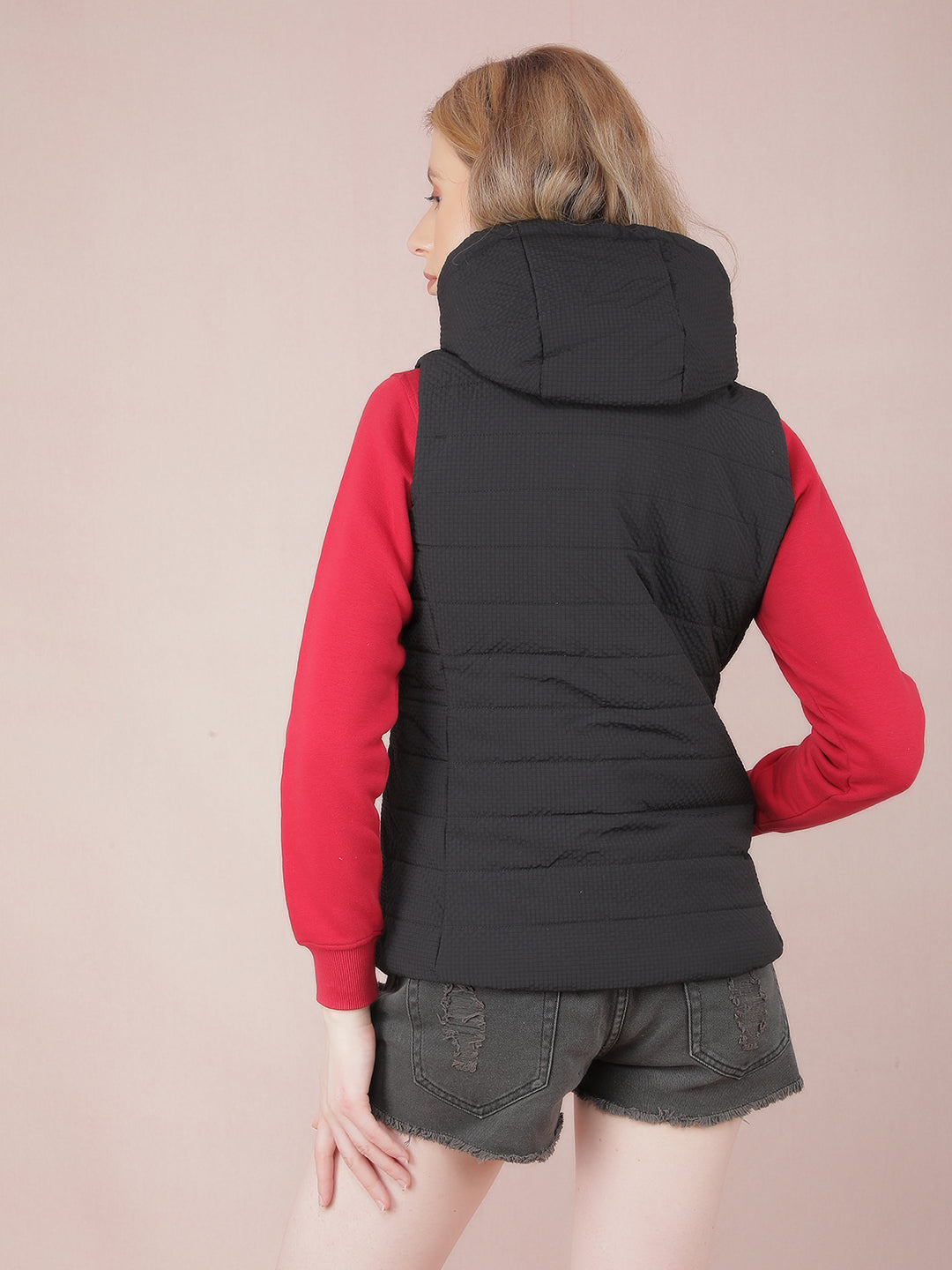 Black Sleeveless Jacket-Women Jackets-Crimsoune Club