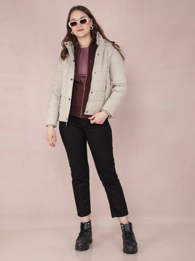 Grey Quilted Jacket-Women Jackets-Crimsoune Club