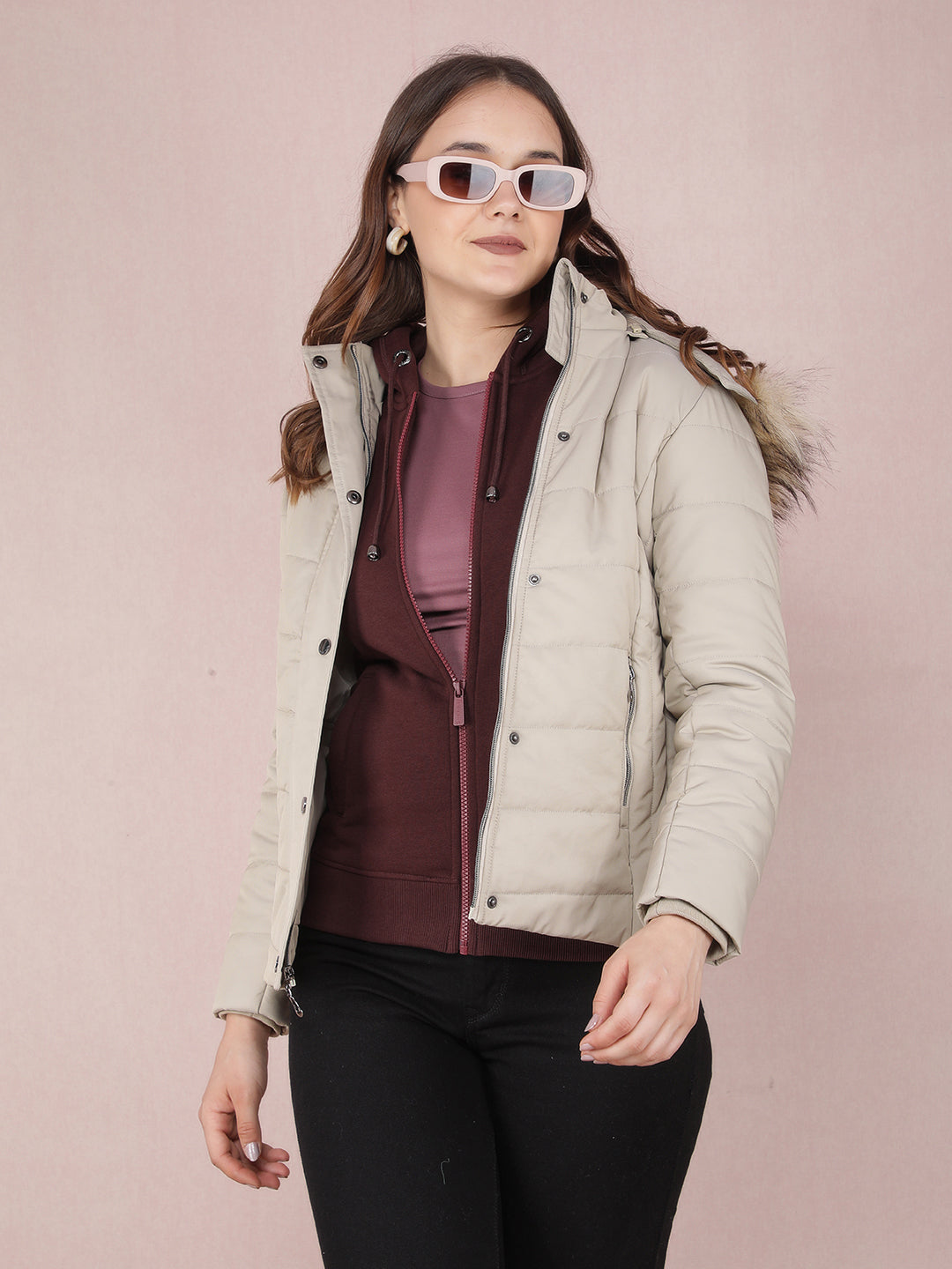 Grey Quilted Jacket-Women Jackets-Crimsoune Club