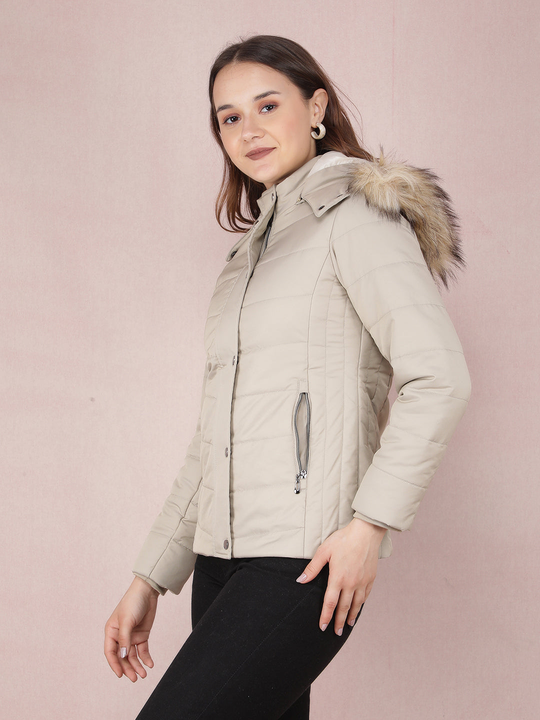 Grey Quilted Jacket-Women Jackets-Crimsoune Club