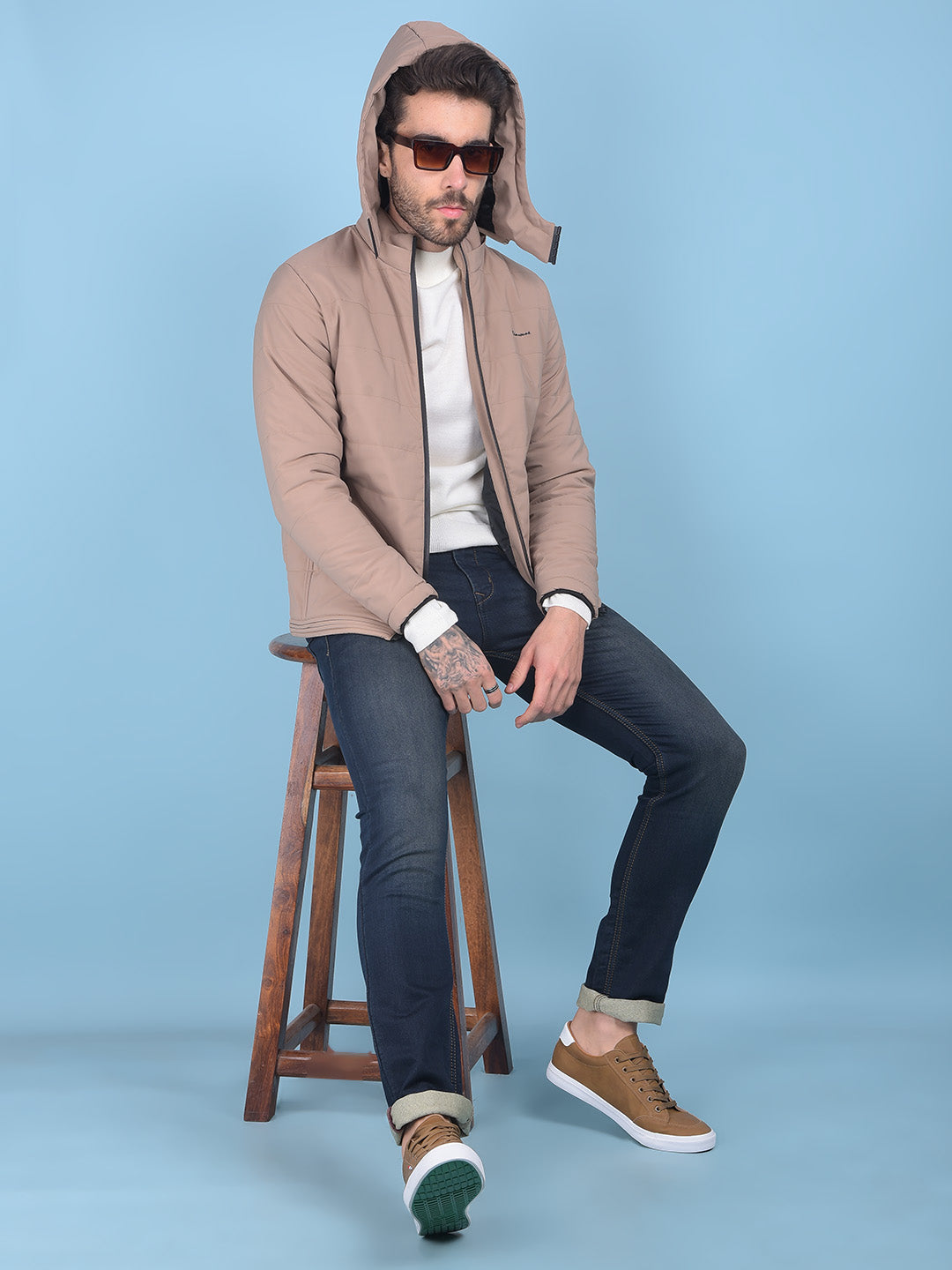 Camel Brown Light Padding Jacket-Men Jackets-Crimsoune Club