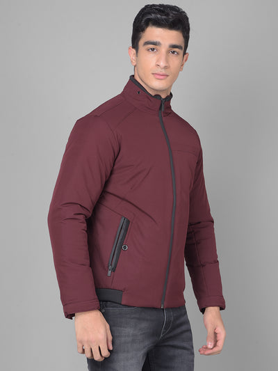 Maroon Bomber Jacket-Men Jackets-Crimsoune Club