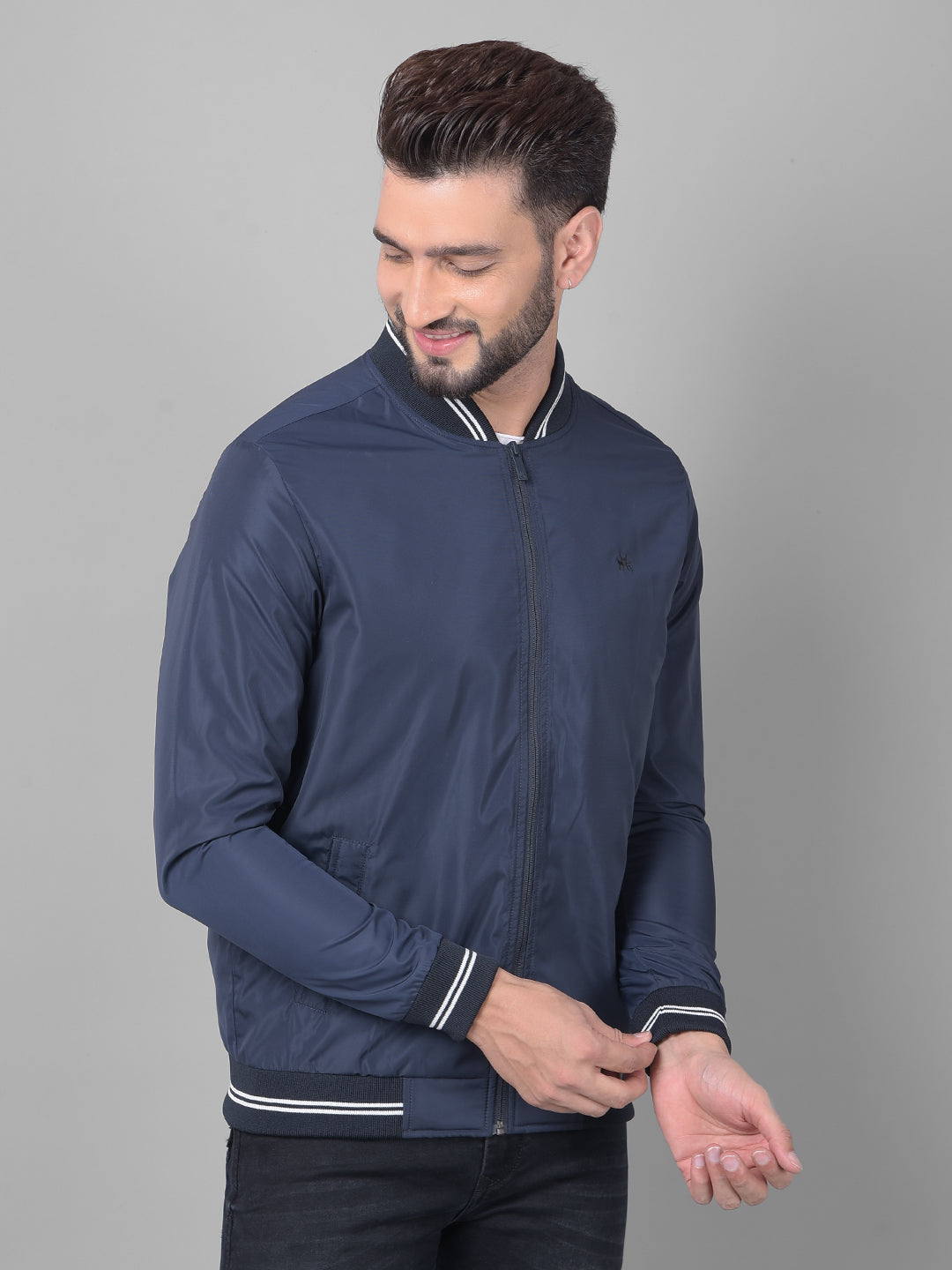 Navy Blue Bomber Jacket-Men Jackets-Crimsoune Club