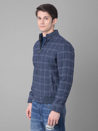 Blue Checked Tweed Jacket-Men Jackets-Crimsoune Club