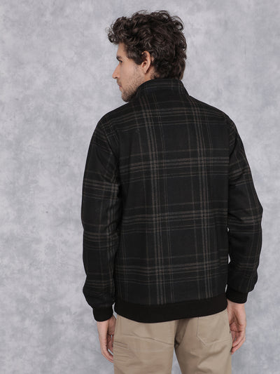 Brown Checkered Bomber Reversible Jacket-Men Jackets-Crimsoune Club