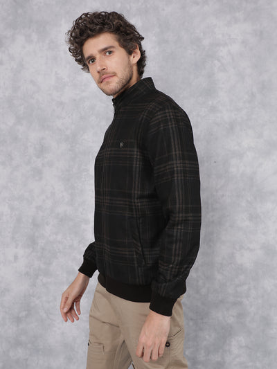 Brown Checkered Bomber Reversible Jacket-Men Jackets-Crimsoune Club