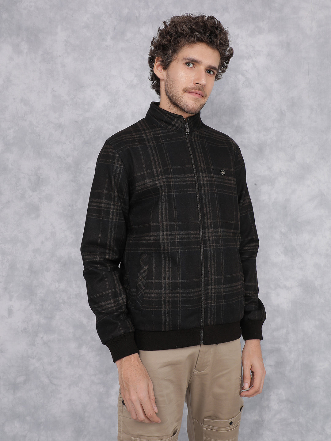 Brown Checkered Bomber Reversible Jacket-Men Jackets-Crimsoune Club