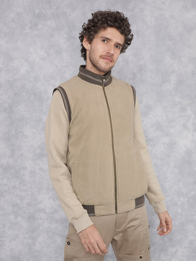 Olive Sleeveless Reversible Jacket-Men Jackets-Crimsoune Club