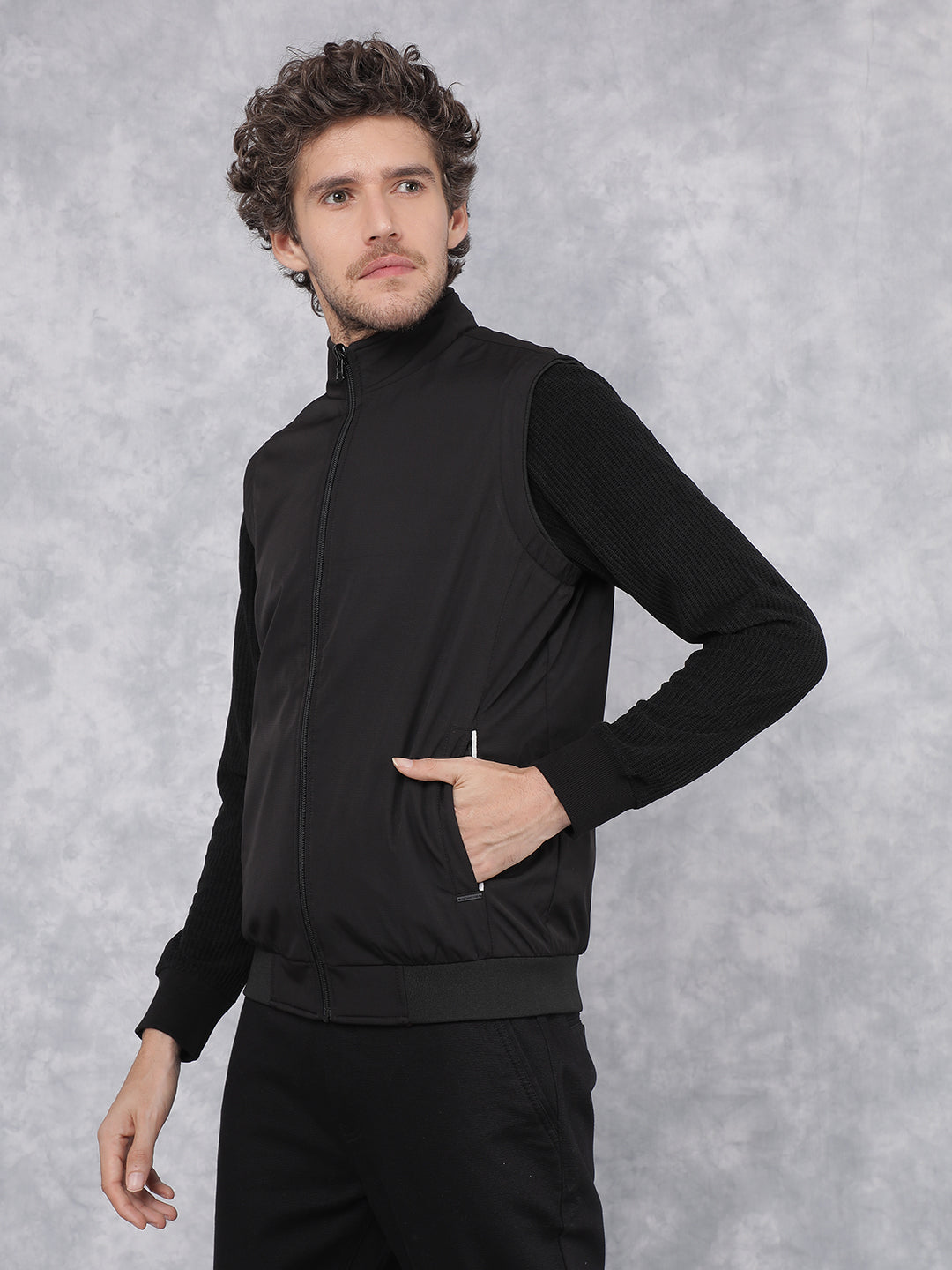 Black Sleeveless Reversible Jacket-Men Jackets-Crimsoune Club