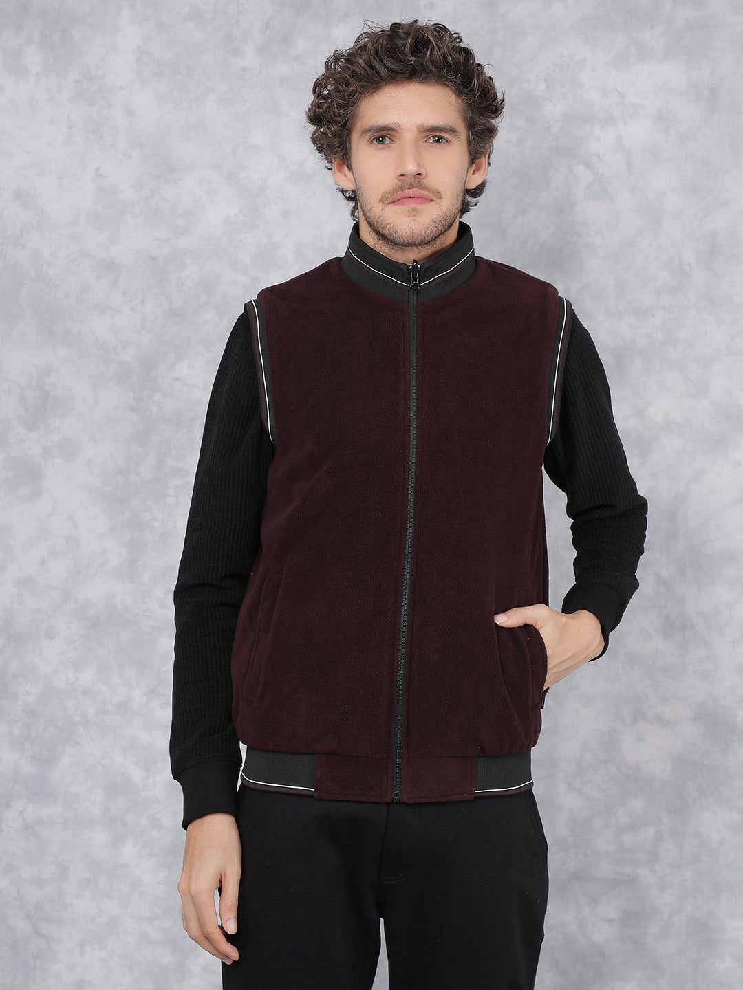 Black Sleeveless Reversible Jacket-Men Jackets-Crimsoune Club