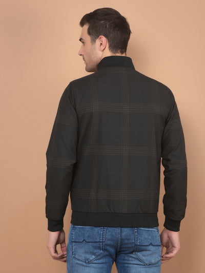 Black Checked Bomber Jacket-Men Jackets-Crimsoune Club