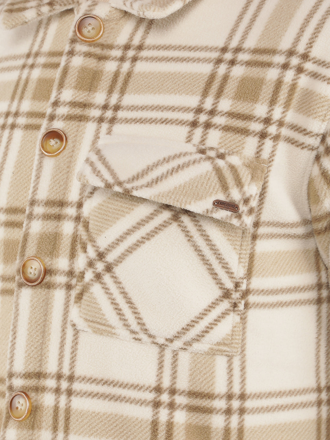 Beige Checkered Shacket-Men Shacket-Crimsoune Club