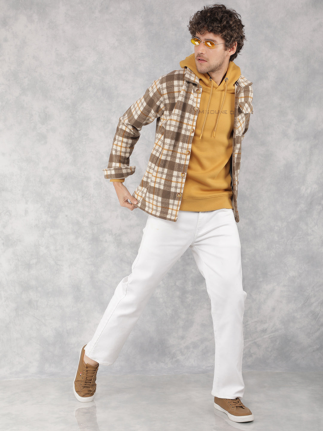 Brown Checkered Shacket-Men Shacket-Crimsoune Club