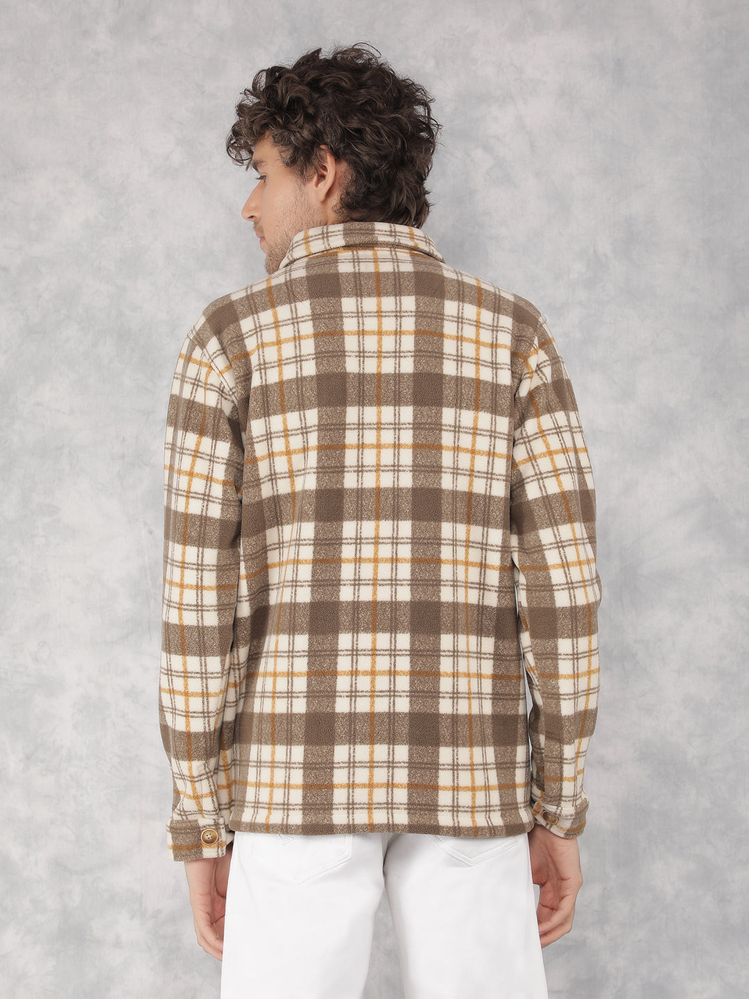 Brown Checkered Shacket-Men Shacket-Crimsoune Club