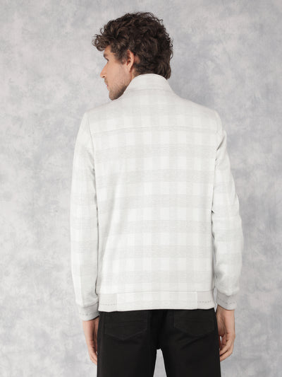 White Checkered Bomber Jacket-Men Jackets-Crimsoune Club