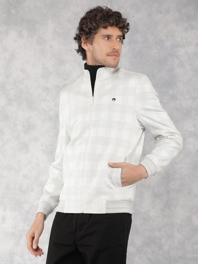 White Checkered Bomber Jacket-Men Jackets-Crimsoune Club